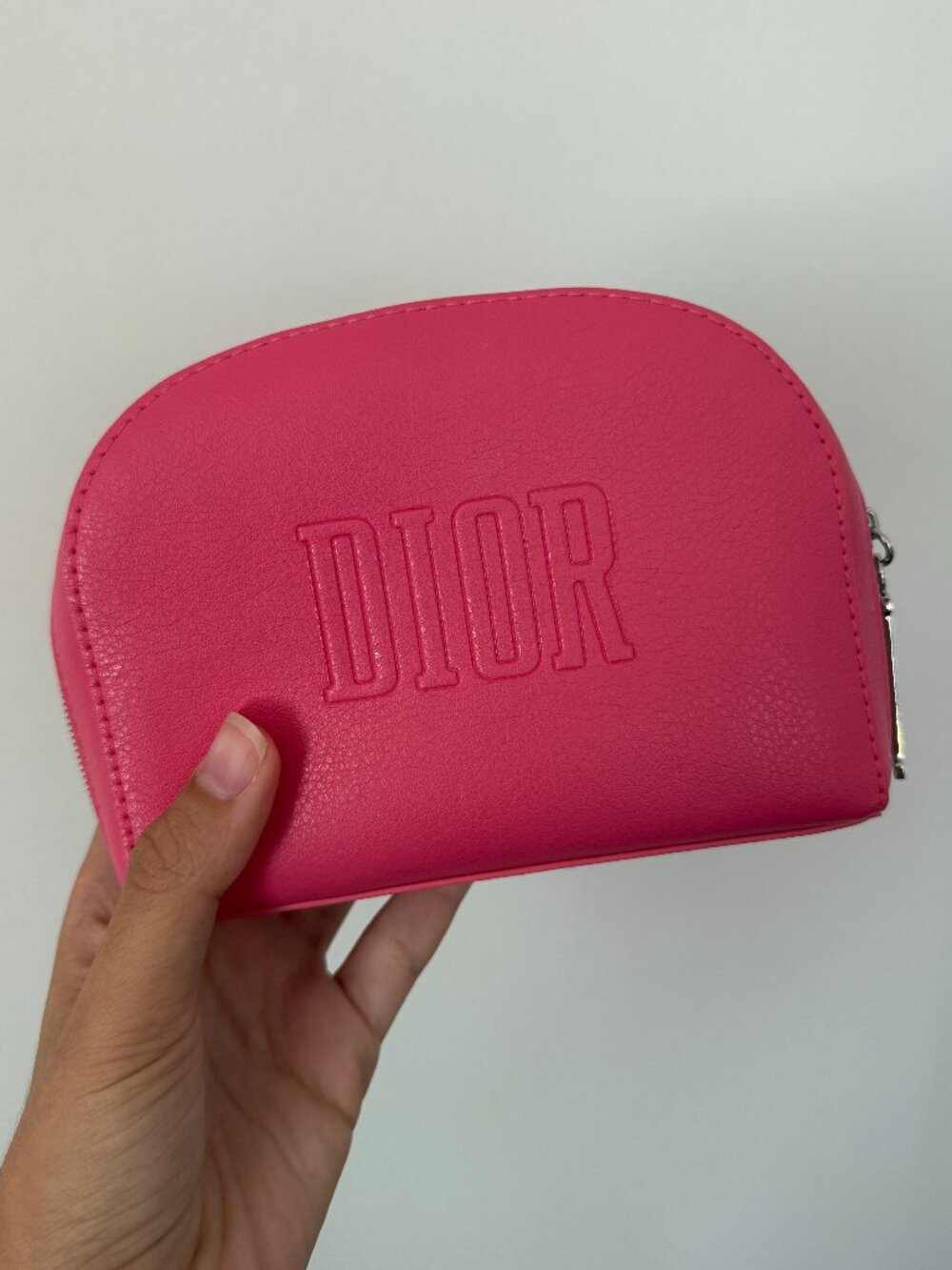 Dior Hot Pink Leather Embossed Cosmetic Case